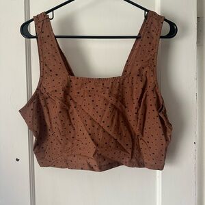 Thread & Supply Brown Crop Top with Black Dots